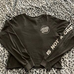 Santa Cruz Gray Cropped Long-Sleeve Tee